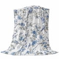 thumbnail image 6 of Blue Floral Birds Blanket Soft Cozy Warm Twin Blanket for Bed, Plush Fuzzy Flannel Fleece Blankets for Sofa, Farmhouse Flowers Pastoral Throw Blankets for Couch, Lightweight Gifts for Men, 60"x80", 6 of 9