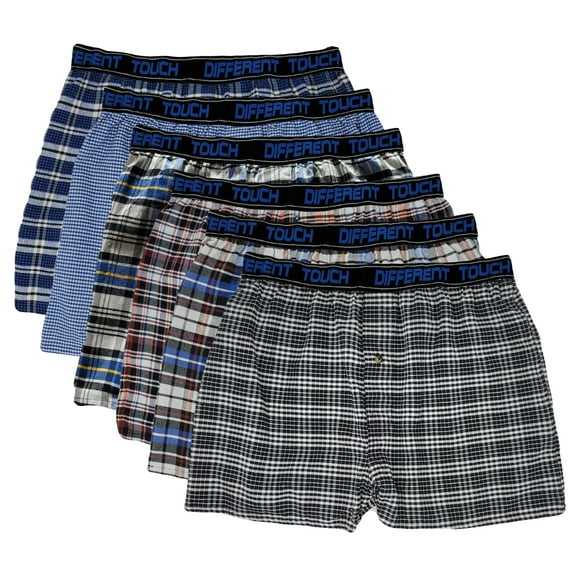 6 Pack Men's Big and Tall Exposed Elastic Band Boxer Shorts Underwear 4XL( 54-56)