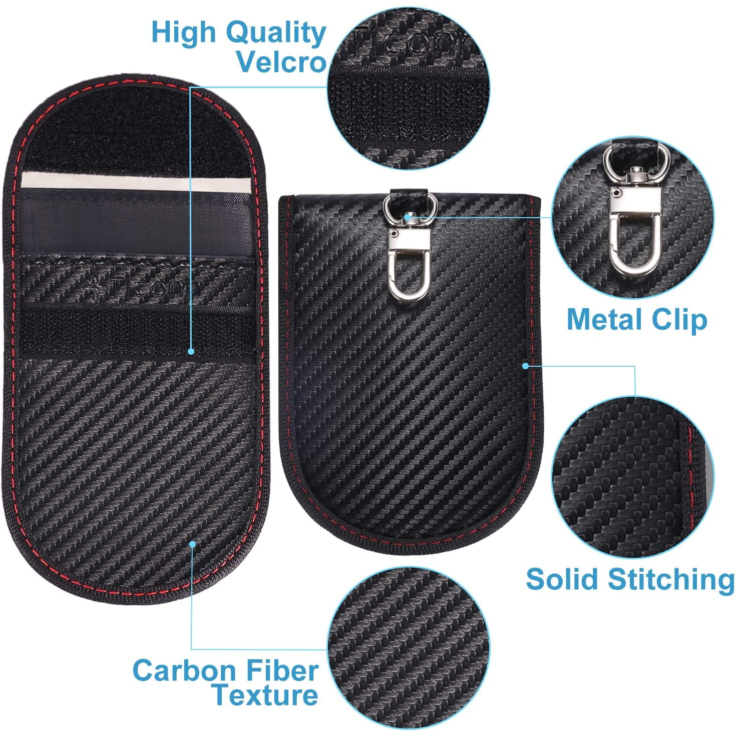 TICONN Faraday Box, Car Key Fob Protector, Carbon Fiber Signal Blocker for  Keyless Fob, RFID Signal Blocking Pouch Cage