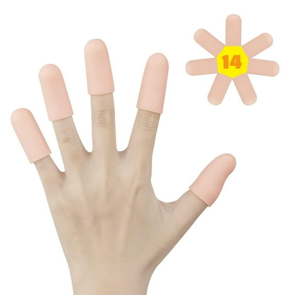 Decproch 14 Pcs Gel Finger Protectors, Finger Sleeves, Ideal for Blister, Cracked Finger, Manual Work, Silicone Finger Protection Relieve Pain (Finger Protectors)