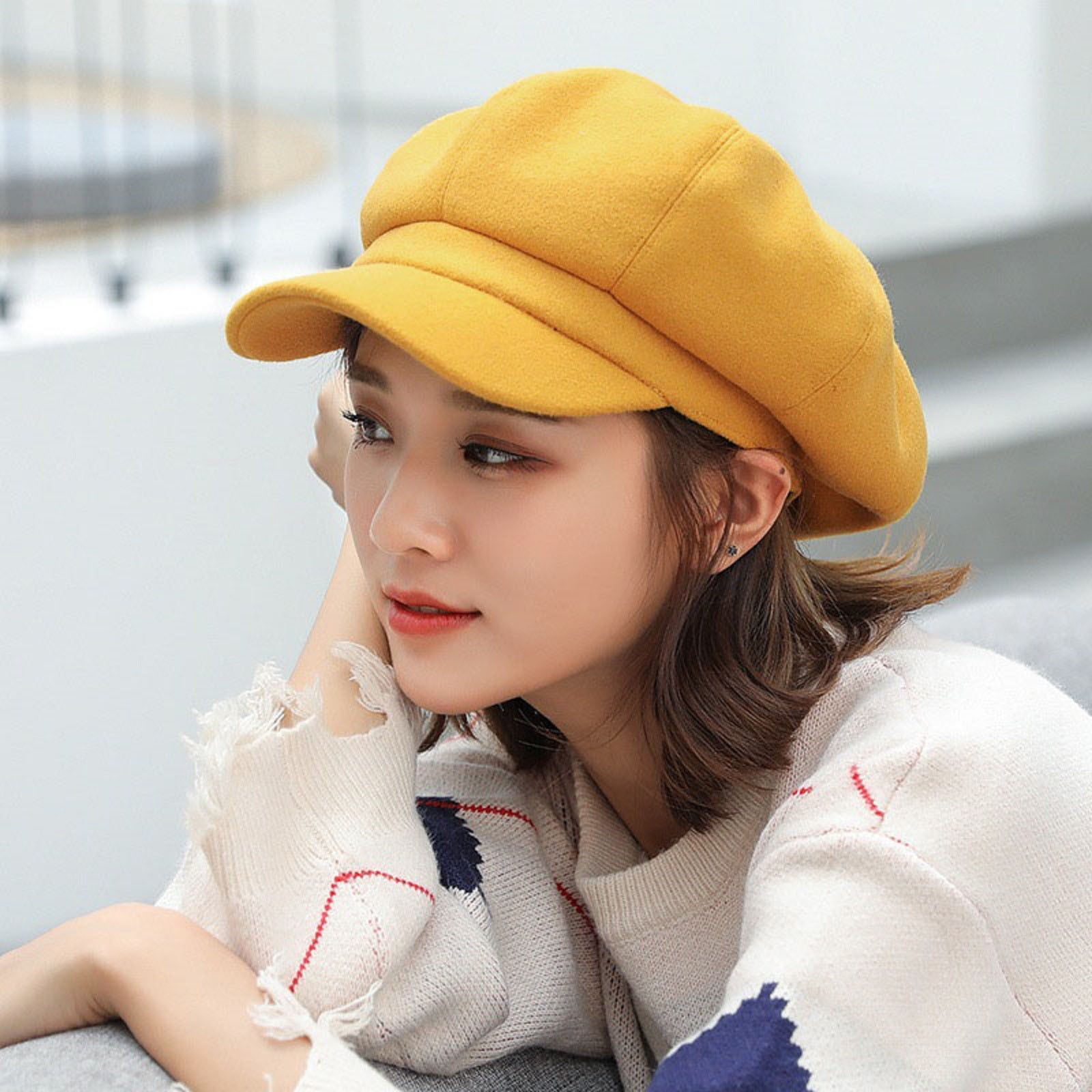 8756 Beret Cat Ears Wool Women French Cap Warm Painter Fashion Runway Cotton Berets for Women Wool Beret Hat French Beret Cap  main image 2