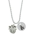 thumbnail image 1 of Delight Jewelry Silvertone Large Antiqued Pumpkin Silvertone Script Initial Disc - & - Charm Necklace, 20"+3", 1 of 4
