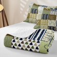 thumbnail image 4 of jejeloiu Rustic Fishing Quilt Bed Spread Queen,Cabin Plaid Pattern Queen Coverlet Set For Boys,Green Navy,3-Piece, 4 of 7
