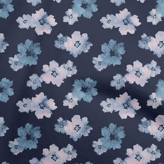 oneOone Cotton Flex Sky Blue Fabric Floral & Sewing Material Print Fabric By The Yard 40 Inch Wide