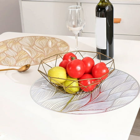 

Round Placemats Copper-Gold Gloss Outline Heat-Resistant Table Mats for Dining Kitchen Table Deco Skid-Proof(Diameter15 inch)