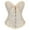 1- Beige, variant on Women's Lace up Boned Plus Size Overbust Corset Bustier Top with G-String