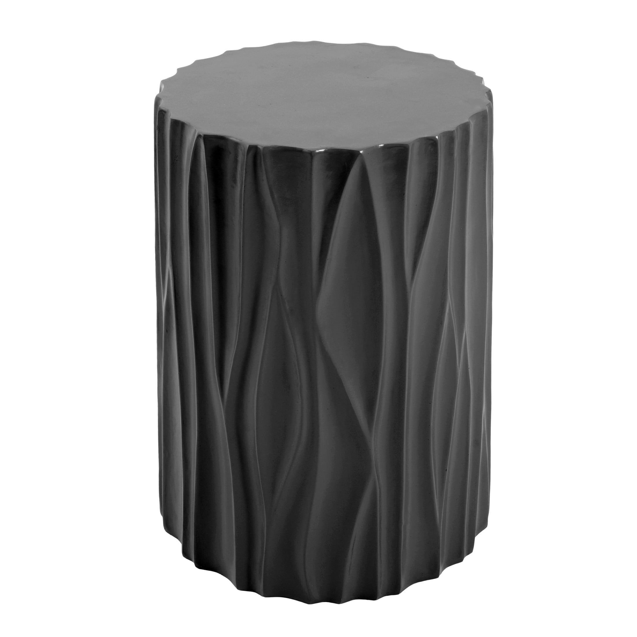 Christopher Knight Home 15.75" MGO Side Table, Wave Textured Accent End Table for Indoor & Outdoor, Black