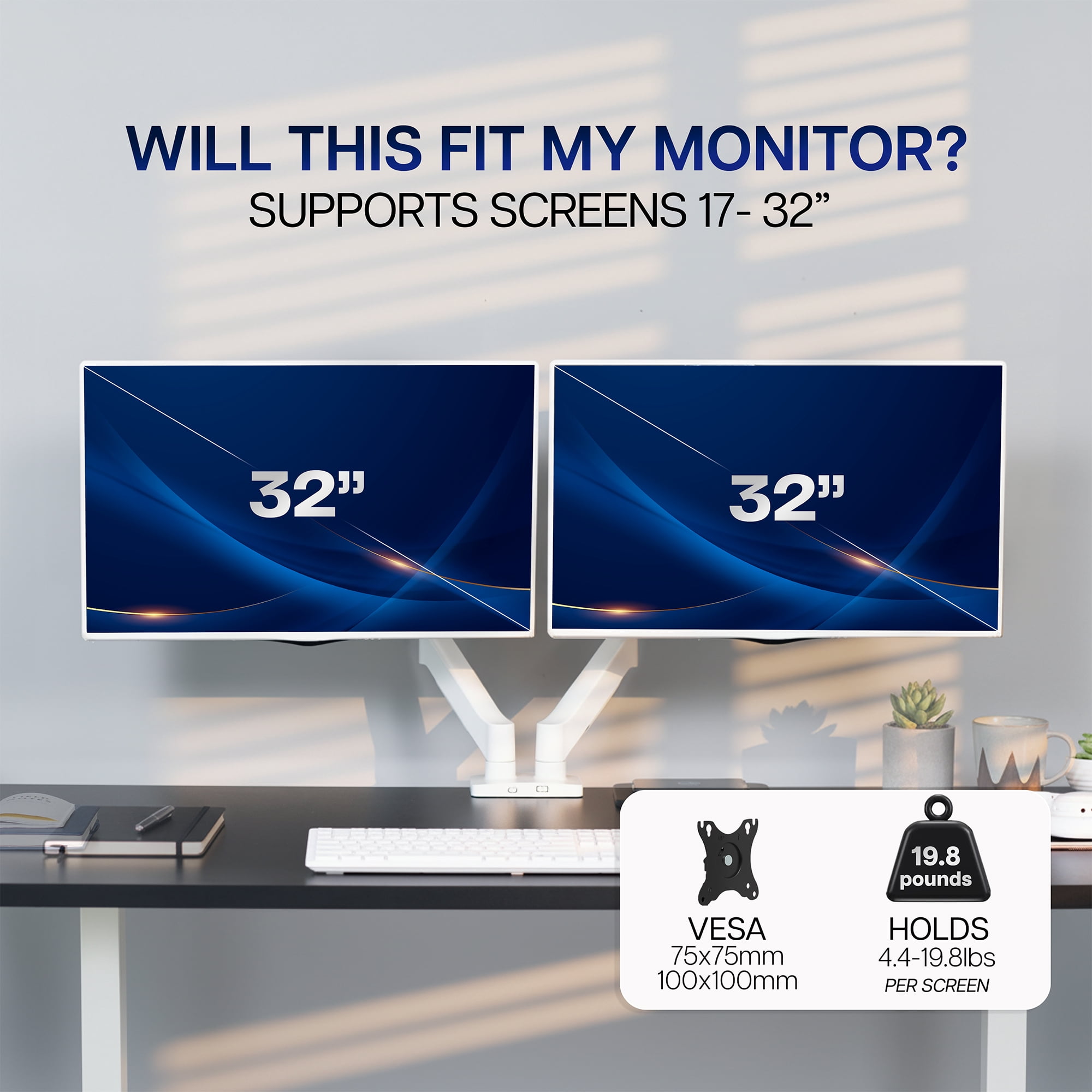 VIVO Dual Monitor Mechanical Spring Desk Mount Fits Computer Screens up to 32"