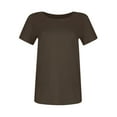 thumbnail image 5 of WULMLEO Womens Summer Short Sleeve T-Shirt Ribbed Knit Crew Neck Slim Fitted Basic Casual Top Brown L, 5 of 5