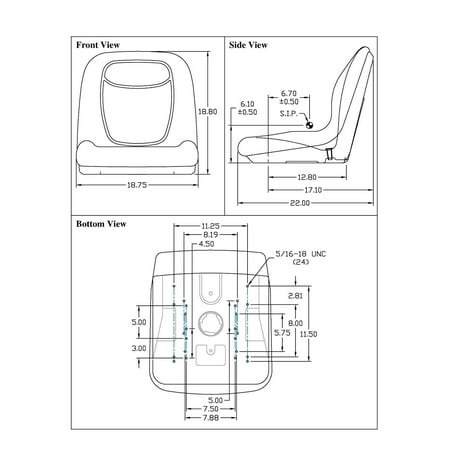 Track Fork Kit - New Grey HIGH BACK SEAT w/ Slide Track Kit for Case Forklift Fork Lift Truck by The ROP Shop
