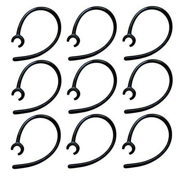 Universal Replacement Ear Hooks for Wireless Bluetooth Earbuds Headset Earhook Clips - Snap-in Spare Clamp Hooks Compatible for Plantronics,Samsung,Motorola,LG, Jabra & Other Headsets, 9 Pack, Black