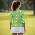 thumbnail image 5 of Binienty Green Polka Dot Women Sport Cloth Golf Tennis Shirts 3/4 Sleeve Sport Shirts Soft and Comfortable Lightweight with Collar Shirt Fit Plain for Golf,Tennis,Running,Gym, 5 of 7