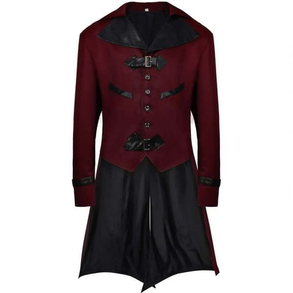 AOOCHASLIY Fall Clothes Men's Medieval Costume Solid Jacket Cardigan Men's Outerwear