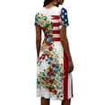 thumbnail image 5 of Usa Flag Dress for Women Elegant Midi 4th Of July Dress Trendy Casual V- Neck Summer Sundress, 5 of 5