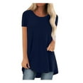 thumbnail image 1 of Pompotops Chemise Longue pour Femme T-Shirt à Manches Courtes Hauts Oversize Grandes Tailles Été Col Rond Décontracté Blouse Ample Décontractée T-Shirt Basique Tunique Hauts, 1 of 6