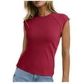 thumbnail image 2 of Débardeurs pour Femmes, Camisole Décontractée Sans Manches, Haut d'Été Coupe Ample à Col Rond, Mélange Polyester Spandex pour Usage Quotidien, 2 of 7