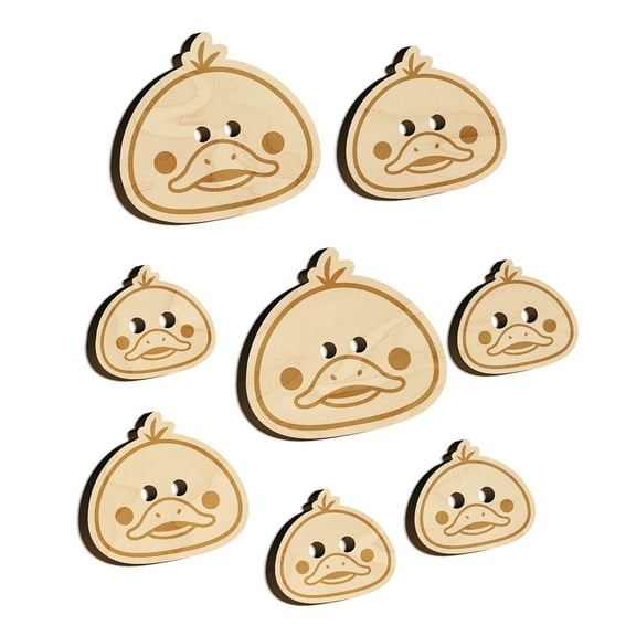 Happy Duckling Head Wood Buttons for Crochet Knitting Sewing DIY Craft - 1.00 Inch Medium (7pcs)