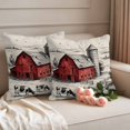 thumbnail image 2 of Farmhouse Pillow Covers 2 Pack Pastoral Landscape Watercolor Barn Farm Dairy Cow Retro Pillowcase Waterproof Outdoor Throw Pillow Cover for Patio Garden Square Cushion 24”x24”, 2 of 9