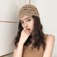 thumbnail image 3 of Tnobhg Ladies Hat Hollow Out Lace Soft Manual Crochet Knitted Soft Elastic Solid Color Breathable Decorative Women Beanie Anti-slip Cap, 3 of 7