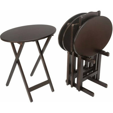 Bay Shore Collection 5-Piece Oval Tray Table Set, Multiple Colors