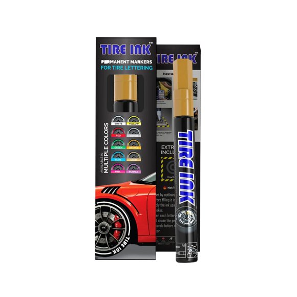 Pluma de pintura para llantas, tinta impermeable permanente dorada, 1 pieza
