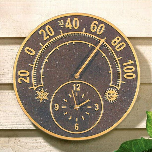 Whitehall Products 01288 Horloge Thermomètre Extérieur Solstice - Bronze Français