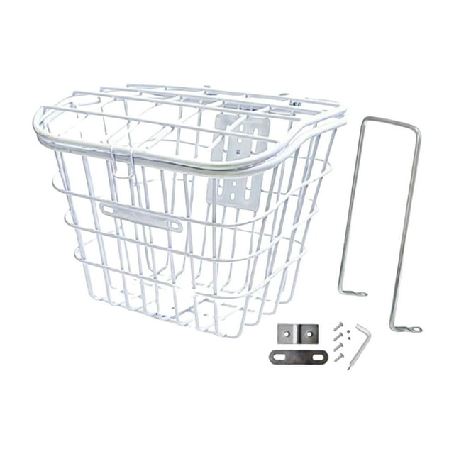 koolsoo Bike Front Basket Carrying Pannier Basket for Mountain Bike Road Bike Riding White
