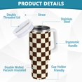 thumbnail image 4 of 40 oz Tumbler With Handle Stainless Steel Insulated Tumbler With Lid for Car Cup Holder Brown and Cream Checkered, 4 of 9