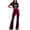 Red, variant on Musuos Women Velvet Flared Trousers, Solid Color High Waist Wide Leg Long Pants, Stretchy Bell Bottoms for Fall, Winter