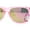 Pink Peach Mirror, variant on Girls Kid Size Rainbow Unicorn Badge Horn Rim Sunglasses Pink Peach Mirror