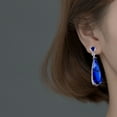 thumbnail image 3 of Eosunjian 1 Pair Women Earrings Waterdrop Shape Shiny Rhinestone Anti-allergy Lightweight Ear Decoration Jewelry Prom Cocktail Party Hanging Earrings Dangle Earrings Blue, 3 of 12