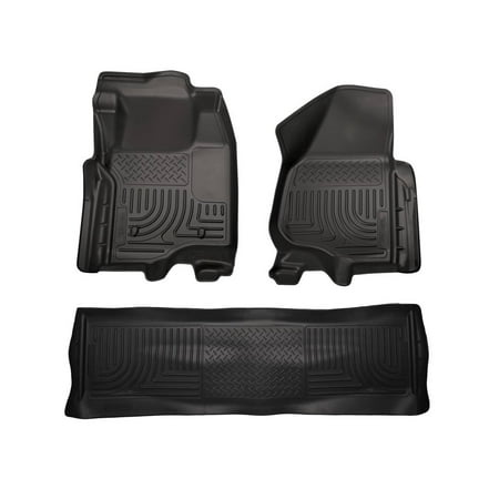 Husky Liners Weatherbeater Floor Mats | Fits 2011 - 2012 Ford F-250/F-350 Crew Cab (Footwell Coverage) | Front & 2nd Row, 3-pc Black - 98711
