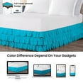 thumbnail image 4 of CCNY 14" Inch Drop Multi Ruffled Bed Skirt Queen Size 100% Microfiber Made Turquoise Blue Color, 4 of 6
