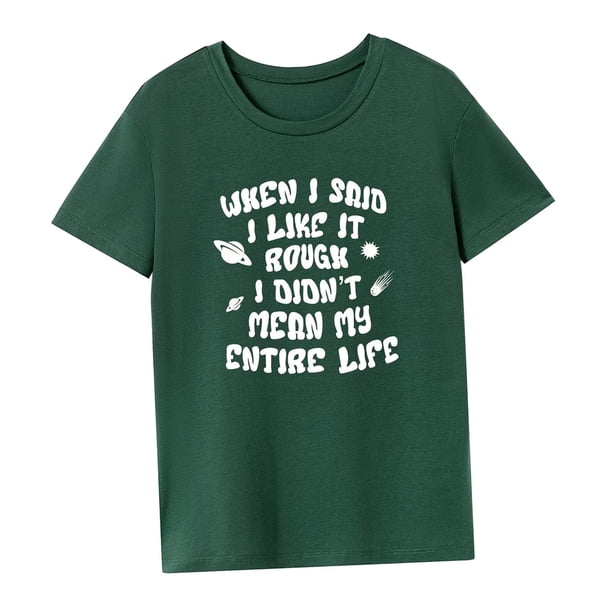Camiseta para mujer con cuello redondo, camiseta básica de moda para mujer para caminar en la playa L