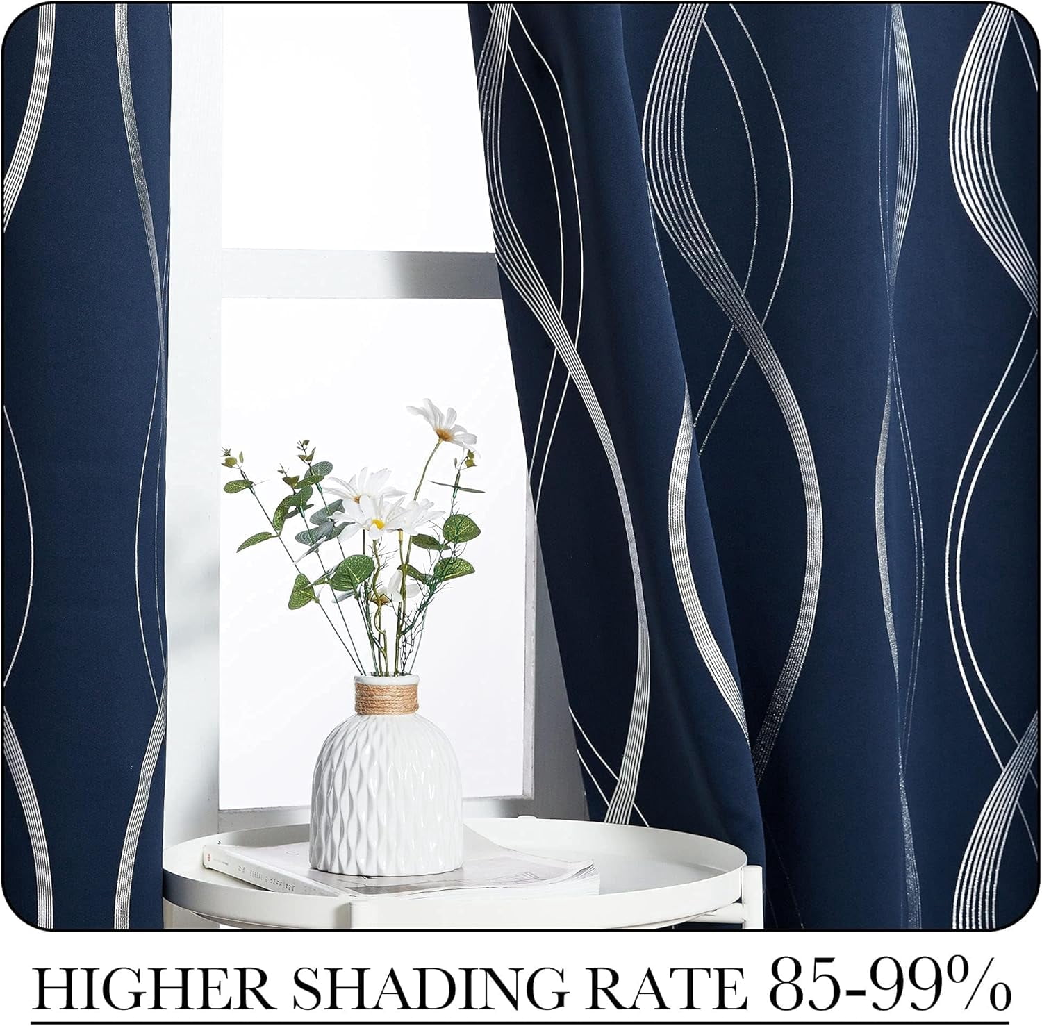 2pcs 84in (L) x 52in (W) blackout curtains, thickened and encrypted material, suitable for bedrooms, dining rooms, living rooms, blackout, winter warmth, summer blackout, new home decoration （Blue）
