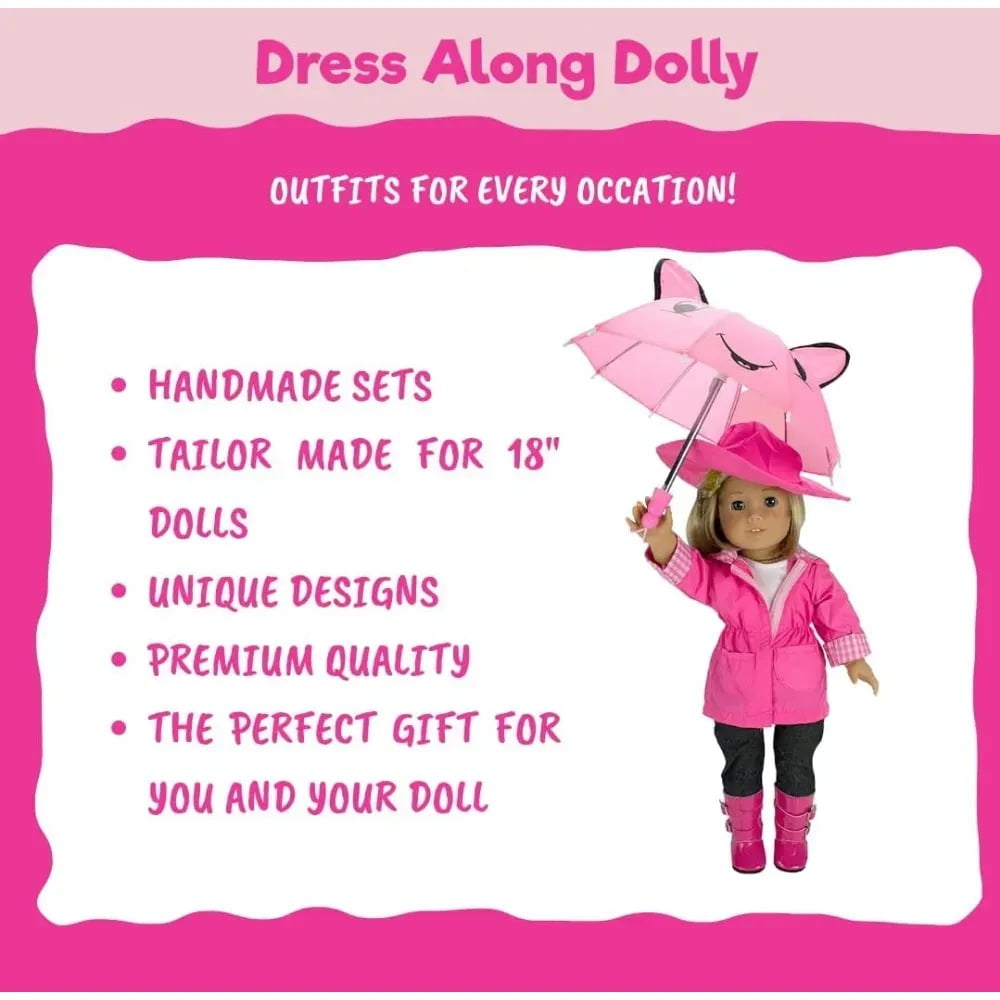 Dress Along Dolly 6pc Hermione Granger Inspired Outfit- 18" Doll Clothes & Accessory Compatible w American Girl Dolls- Hogwarts Like School Uniform- Feat Sweater Shirt Skirt Tie Socks Shoes- Gift Set