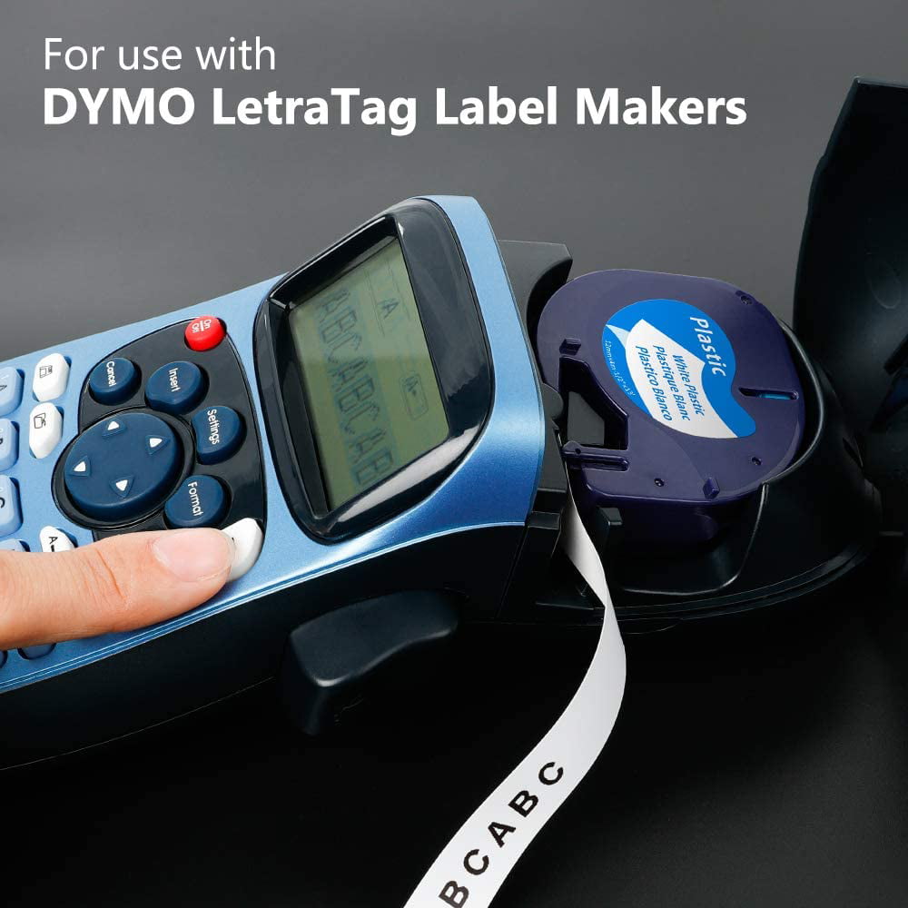 LT100T QX50 Replace DYMO LetraTag Refills 91331 S0721660,Self-Adhesive Plastic Labeling Tapes Compatible with DYMO Label Makers LT100H LT110T Dymo Letratag 91331, 5 Pack