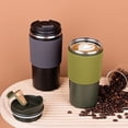 thumbnail image 3 of Fairnull 480ml Coffee Cup Sealed Lid Leakproof Anti-scald Silicone Grip Food Grade Drinkware Stainless Steel Insulated Cup Travel Car Water Mug Birthday Gift, 3 of 10