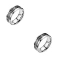thumbnail image 3 of Anillo de moda Qarigey Acero inoxidable grabado Blanco Talla 9 2Conjunto, 3 of 6