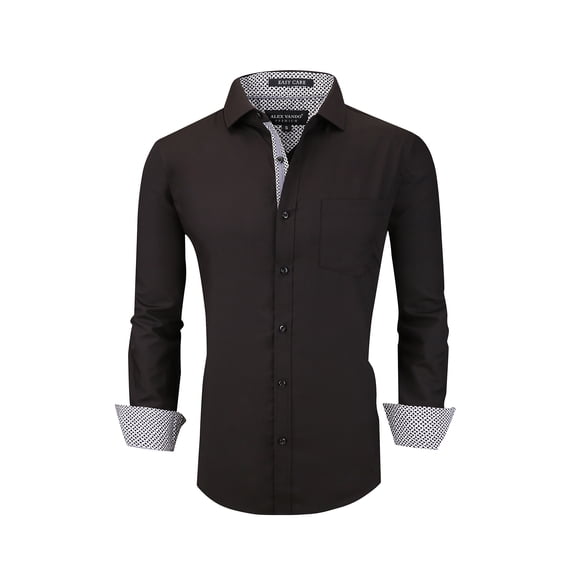 Mens Dress Shirts Wrinkle Free Bamboo Fiber Long Sleeve Casual Button Down Shirt(Black-XL)