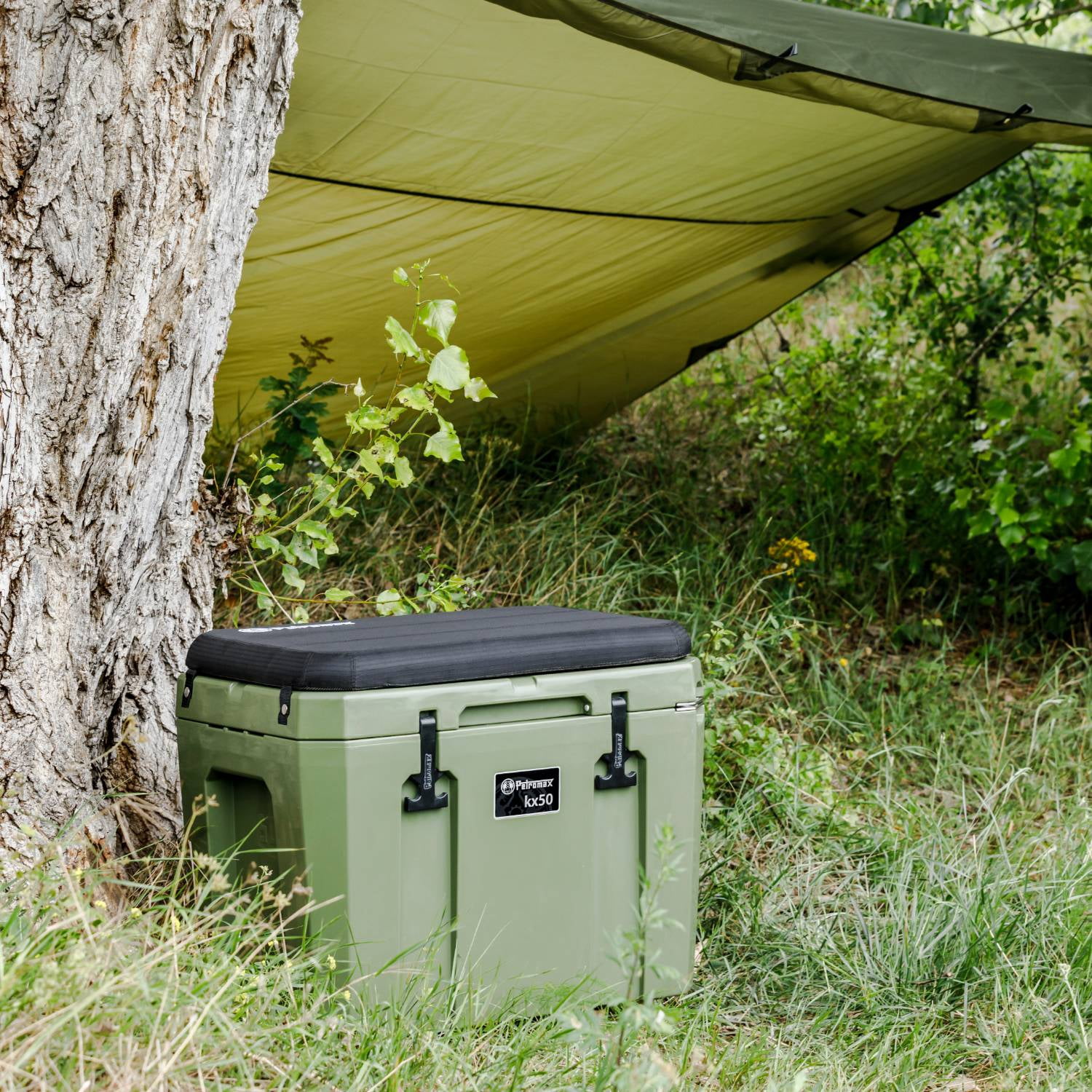 Petromax Large Capacity Hard Cooler Box, Olive 52.8 Qt Insulated Ice Chest, Keep Food Cold for Multi Day Outdoor Camping