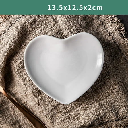 

Homeex Heart-Shaped Plate Nordic Breakfast Tableware Western Plate Web Celebrity White S