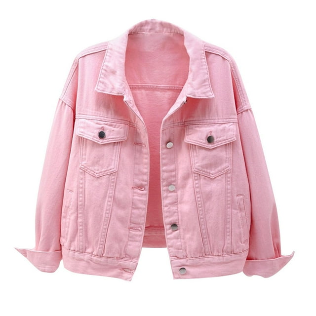 Yuyuzo Women's Oversized Denim Jacket Jean Long Sleeve Lapel Button down Spring Jacket Coat Outwear