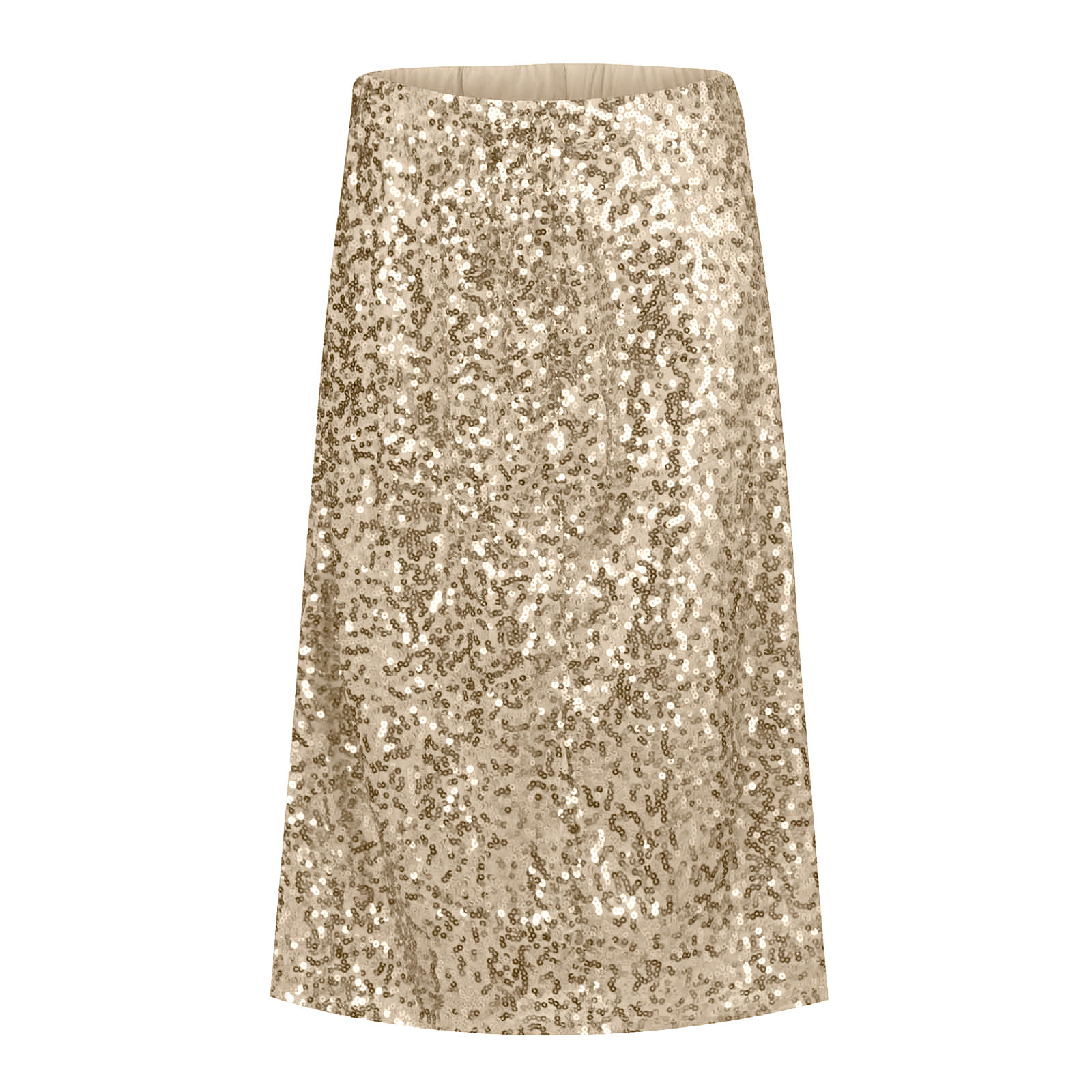 Strungten Women's Sequin Skirt Glittering One Word High Waist Skirt Party Knee Length Skirt