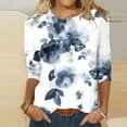 thumbnail image 2 of Hauts à Manches 3/4 pour Femmes Mode pour Femmes T-Shirt Ample Imprimé Mi-Long Blouse à Manches 3/4 Col Rond Hauts Décontractés T-Shirts pour Femmes Mode T-Shirts à Manches 3/4 pour Femmes, 2 of 5