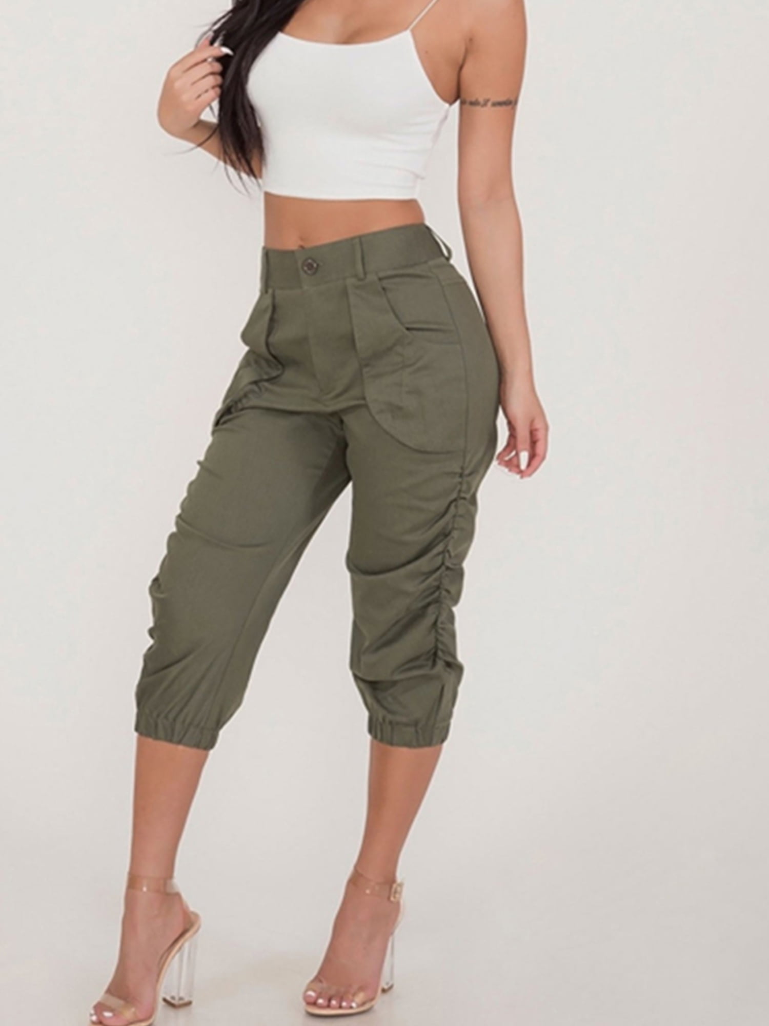 Amazon.com: Peasant Pants for Women Summer Beach Linen Shorts 3/4  Sweatpants Capri Pants Elastic Waist Cropped Harem Pants Army Green :  Clothing, Shoes & Jewelry
