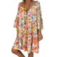 thumbnail image 4 of Vestido de verano de manga larga con cuello en V Vestido de mujer con estampado de tela suelta, amarillo, 3XL seitruly AP002186-14, 4 of 5