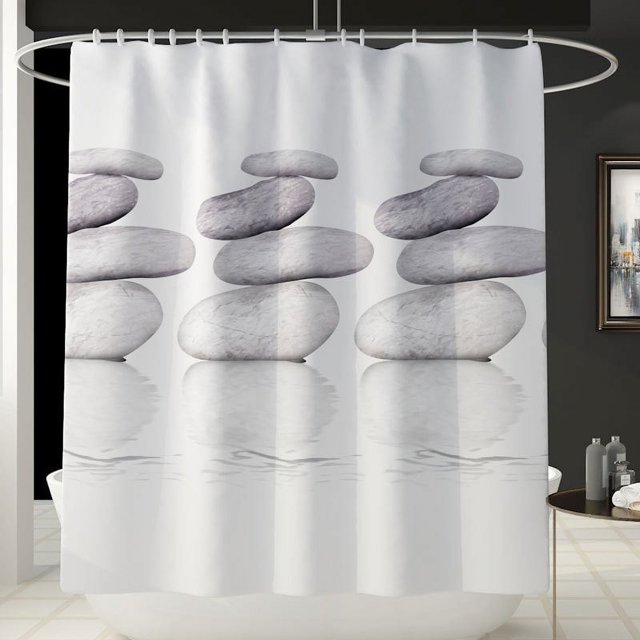 Cortina de ducha textil guijarros gris cortina de ducha antimoho y repelente al agua 180*180CM