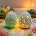 thumbnail image 2 of YWIYIUD 1PC Easter Decorations Egg LED Lights Ceramic Lighted Easter Egg with Flower Hollowed Farmhouse Rustic Easter Eggs Light Up Statue for Easter Home Table Centerpiece Decor Gifts ﻿5inch, 2 of 8