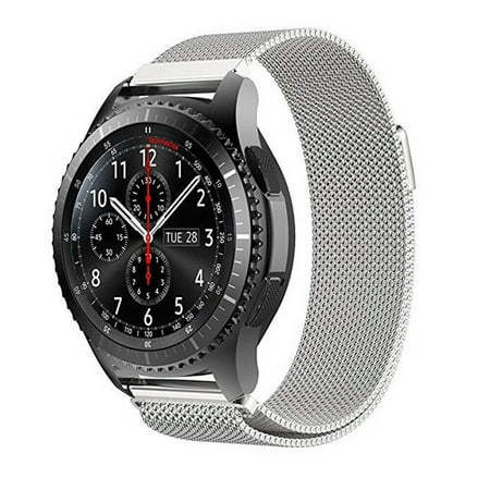 Kebiory Compatible with Samsung Galaxy Watch 46mm/Samsung Galaxy Watch 3 45mm/Gear S3 Frontier/Classic Bands,22mm Milanese Mesh Woven Stainless Steel Watchband Quick Release Strap(Silver)